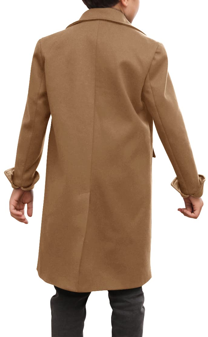 Ebifin Boys Notch Lapel Double Breasted Long Trench Coat Casual Classic Peacoat - Image 5