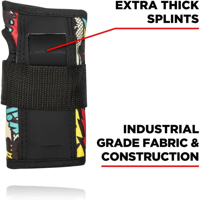 187 Killer Pads Junior Skateboarding Protective Gear Set - Knee Pads, Elbow Pads, and Wrist Guards, Comic Design - Image 5