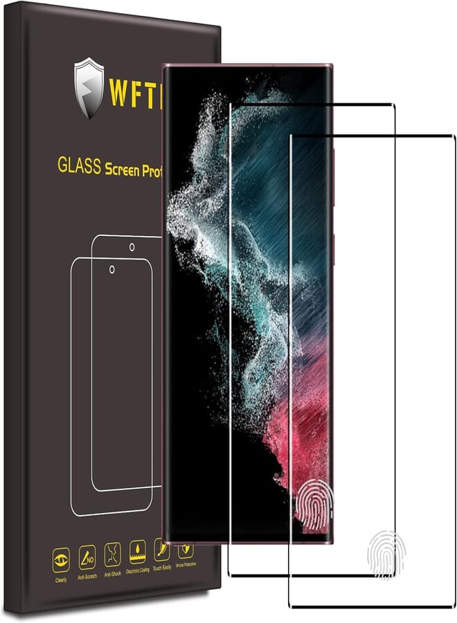 Next Store 2 Pack Screen Protector Compatible with Samsung Galaxy S22 Ultra, Anti-Scratch, High Transparency, Anti-Fingerprint, Bubble Free, Tempered Glass Screen Protector for Galaxy Ultra 3D (Black)