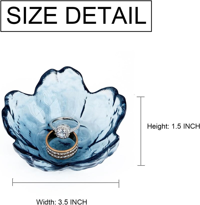 BIHOIB Crystal Blue Flower Ring Dish Jewelry Tray, Decorative Glass Trinket Dish, Modern Accent Tray for Vanity - Image 3
