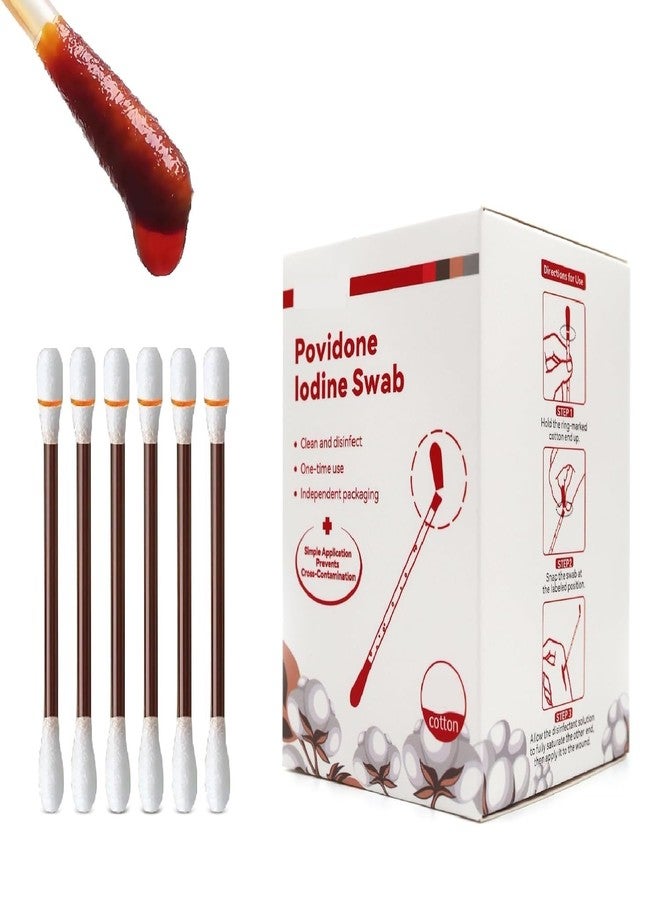 Elvana Lodine Swab 50 Pieces | Sterile Iodine Cotton Applicators for Wound Care, Minor Cuts, Burns & Infection Prevention | First Aid Essentials - Image 1