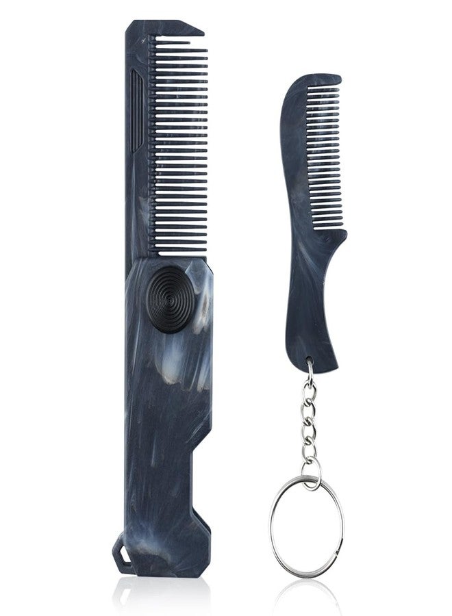 BARBERPLAN 2Pcs Mini Folding Beard Comb Set - Pocket Comb for Men’s Beard & Moustache Grooming, Fine Tooth Hair Comb for Travel and Everyday Use - Image 1