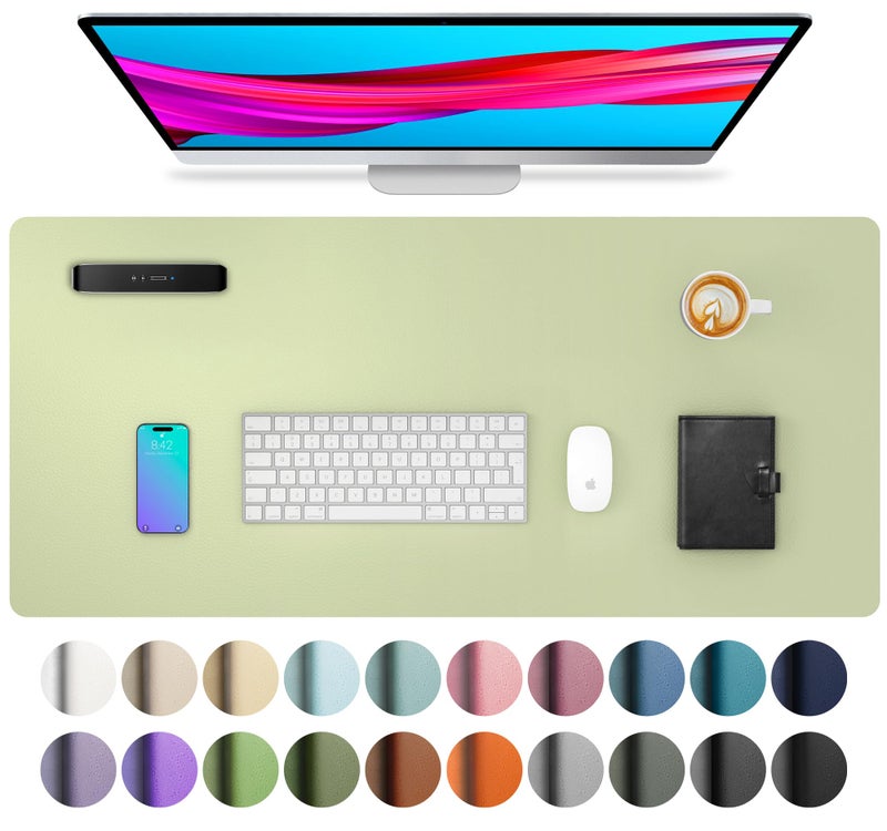 Aothia Leather Desk Pad Protector, Office Mat, Large Mouse Pad, Non-Slip PU Leather Blotter, Laptop Desk Pad, Waterproof Writing Pad for Office and Home (Grass Green, 31.5" x 15.7") - Image 1
