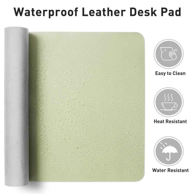 Aothia Leather Desk Pad Protector, Office Mat, Large Mouse Pad, Non-Slip PU Leather Blotter, Laptop Desk Pad, Waterproof Writing Pad for Office and Home (Grass Green, 31.5" x 15.7") - Image 5