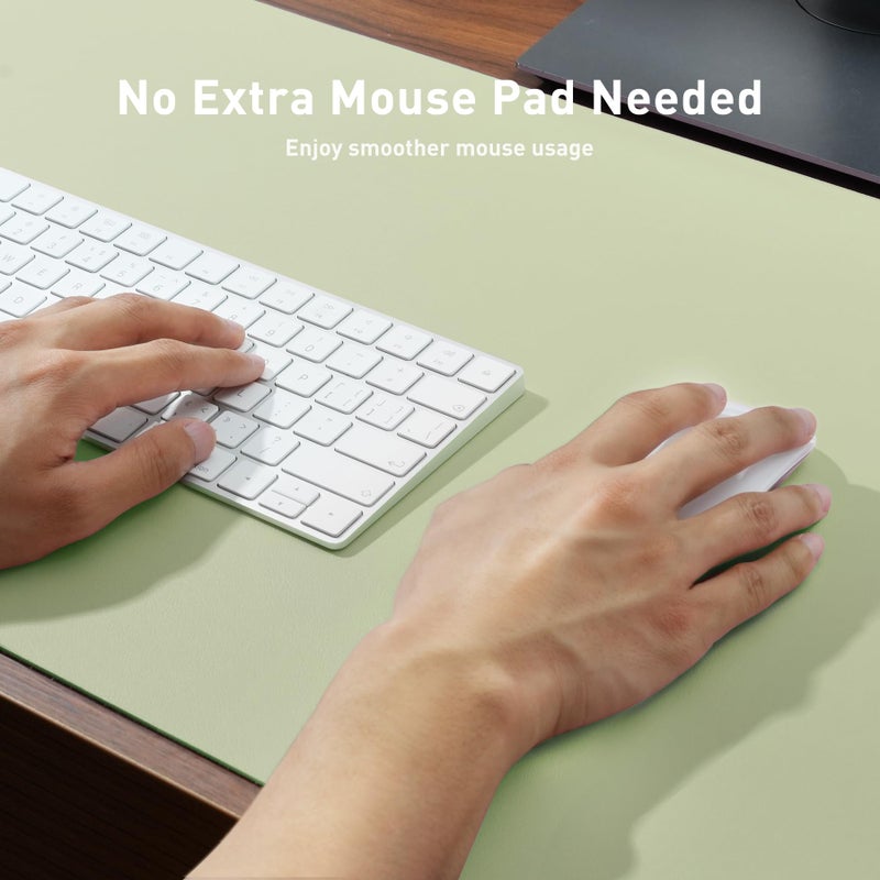 Aothia Leather Desk Pad Protector, Office Mat, Large Mouse Pad, Non-Slip PU Leather Blotter, Laptop Desk Pad, Waterproof Writing Pad for Office and Home (Grass Green, 31.5" x 15.7") - Image 3
