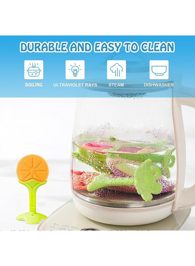 5Pcs Teething Toys for Babies, BPA-Free Silicone Baby Teethers, Fruit Shape Baby Chew Toys with Natural Organic Soft & Textured for 3 months+ Orange Grape Apple Strawberry Peache - Image 5