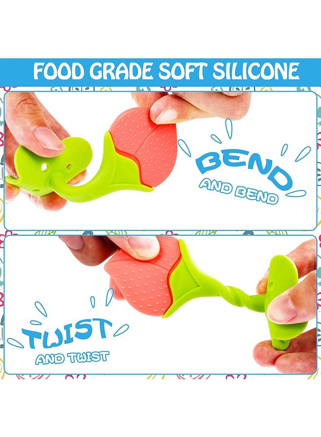 5Pcs Teething Toys for Babies, BPA-Free Silicone Baby Teethers, Fruit Shape Baby Chew Toys with Natural Organic Soft & Textured for 3 months+ Orange Grape Apple Strawberry Peache - Image 4