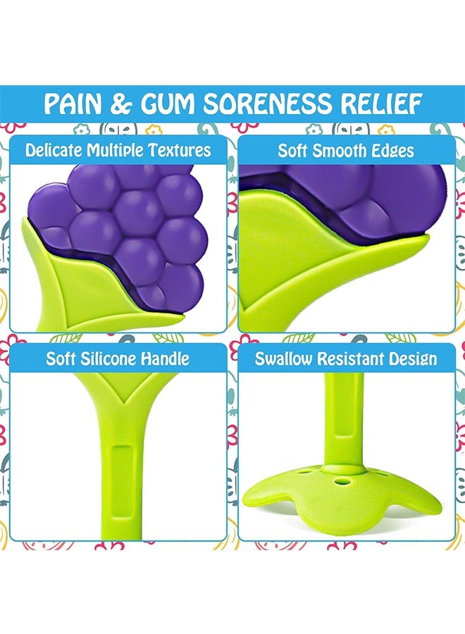 5Pcs Teething Toys for Babies, BPA-Free Silicone Baby Teethers, Fruit Shape Baby Chew Toys with Natural Organic Soft & Textured for 3 months+ Orange Grape Apple Strawberry Peache - Image 3