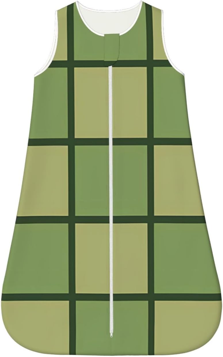 Green Checkerboard Pattern Baby Wearable Blanket Infant Boys Girls Sleeping Bags for Newborn Small - Image 1