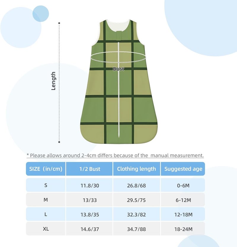 Green Checkerboard Pattern Baby Wearable Blanket Infant Boys Girls Sleeping Bags for Newborn Small - Image 5