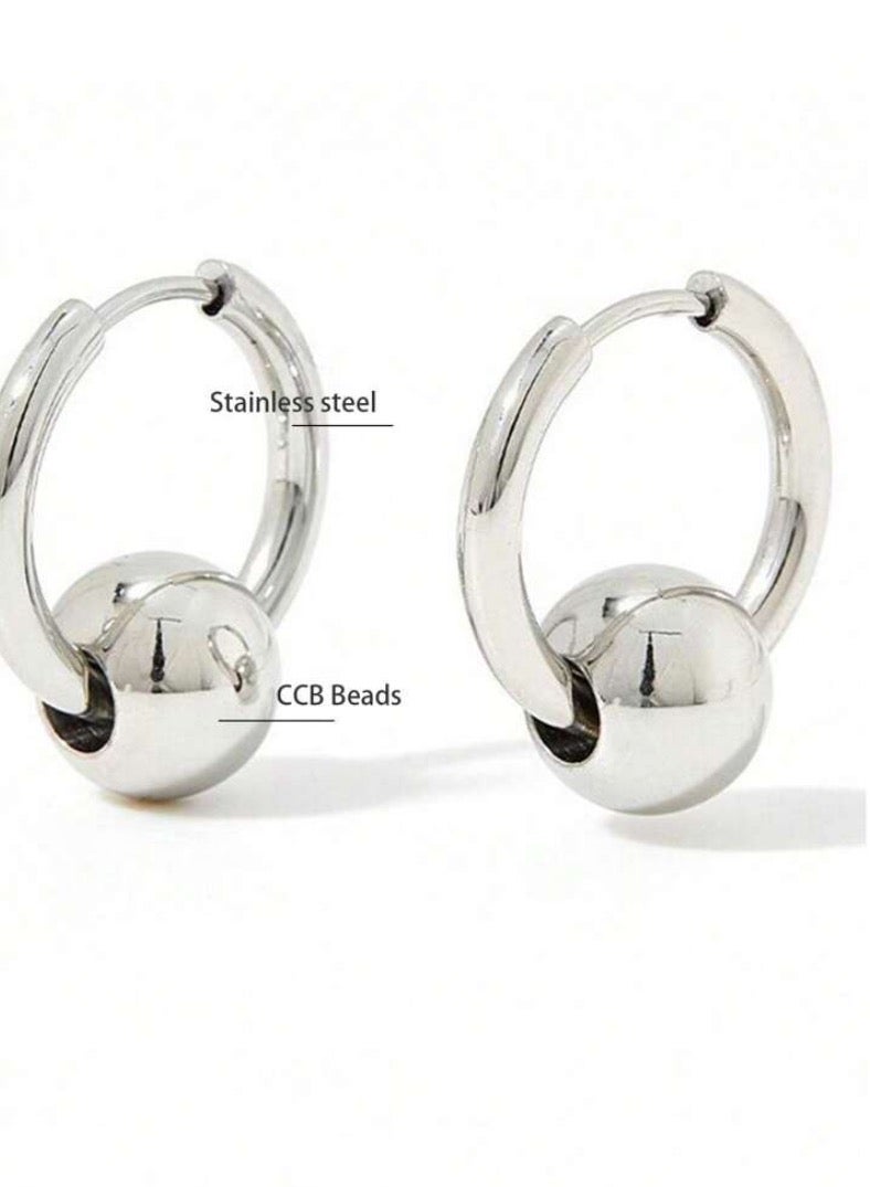 إيكوال حلق اذن نسائي انيق مصنوع من الاستانلس ستيل باللون الفضي - Image 4