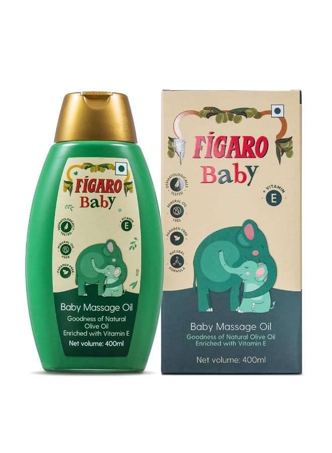 Figaro Baby Massage Oil with Goodness of Natural Olive oil enriched with vitamin E, Dermatologically tested, 400 ml - Image 1