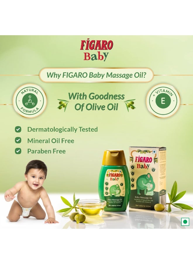 Figaro Baby Massage Oil with Goodness of Natural Olive oil enriched with vitamin E, Dermatologically tested, 400 ml - Image 3
