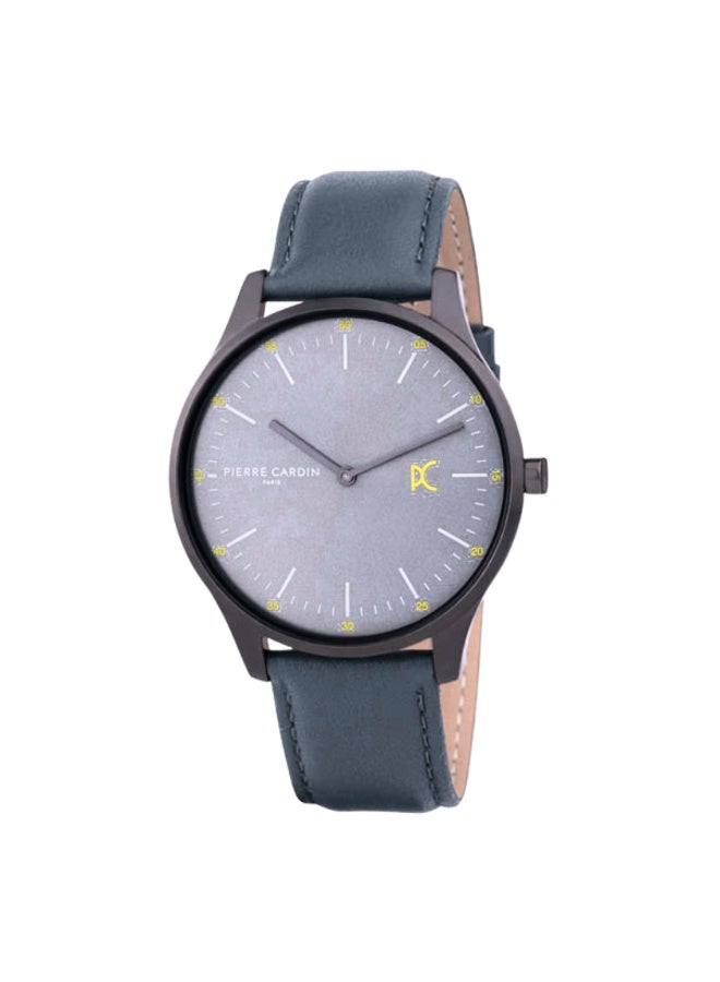 PIERRE CARDIN MEN'S LUXURY GRAY DIAL STAINLESS STEEL WATCH - ELEGANT LEATHER BAND - Image 1