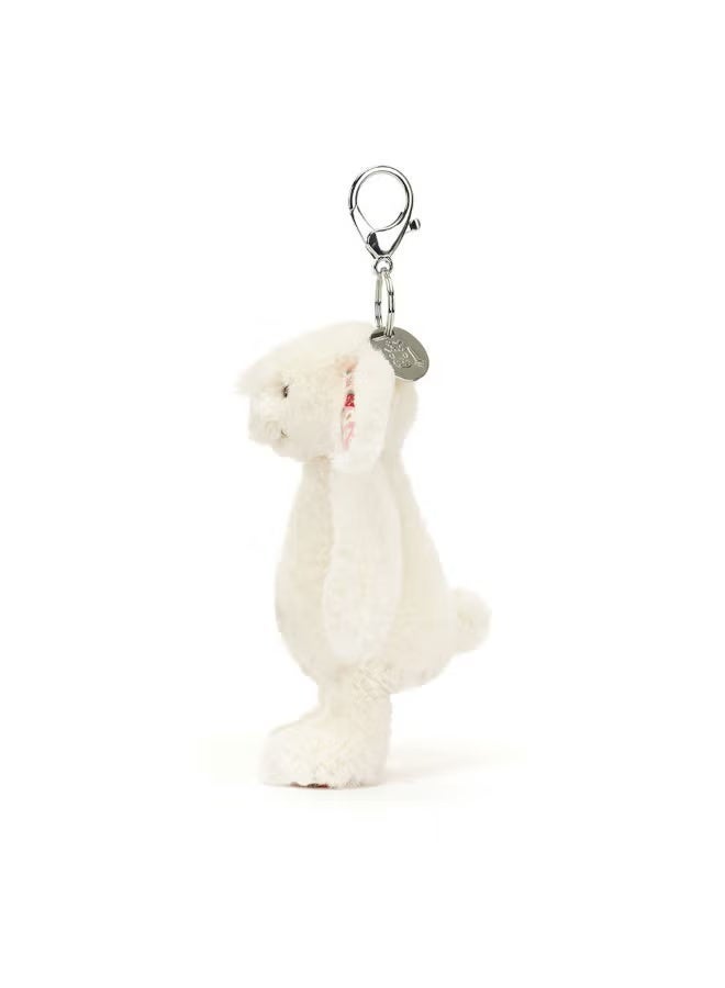Jellycat Blossom Cream Bunny Berry Bag Charm 13cm, Soft Plush Bunny Keyring with Strawberry Floral Ears - Image 2