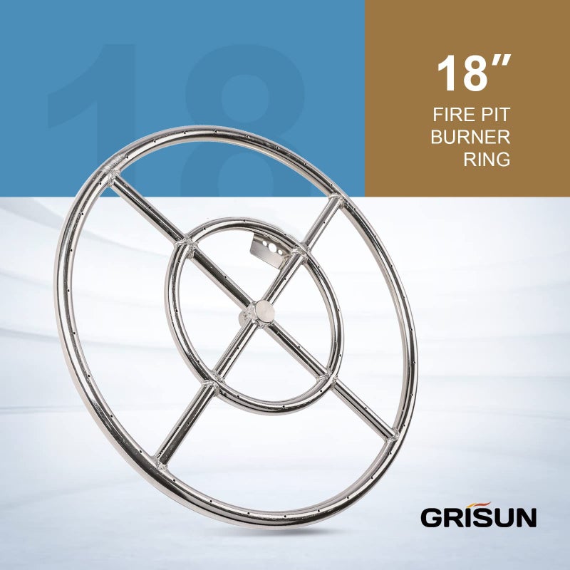 GRISUN Fire Pit Burner Ring Kit 18 Inch, Propane Firepit Kit, Come with Propane Fire Pit Hose Kit and Upgraded Gas Control Spark Ignition Kit, DIY Round Gas Fire Pit Kit, Stainless Steel - Image 3