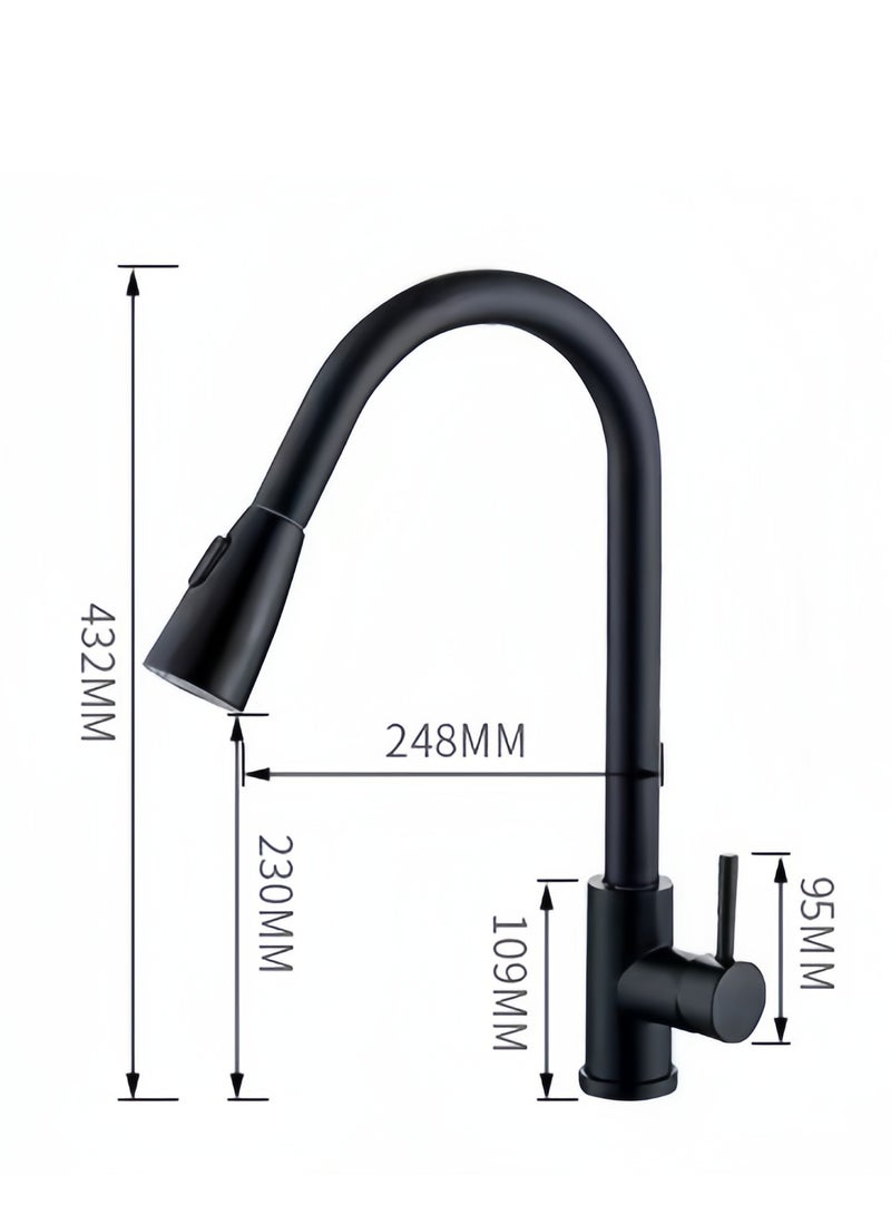 Pull Out Kitchen Faucet Black 43.2cm  - Image 2