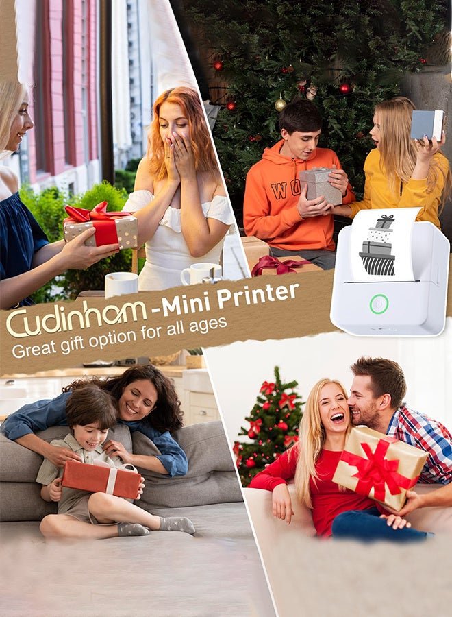 Mini Thermal Printer, Label Printer, Resolution 203 DPI, Direct Thermal Transfer Wireless Printer, Mini Mobile Photo Printer, USB Bluetooth Connection, with 1 Roll of Thermal Paper, Support Android - Image 3