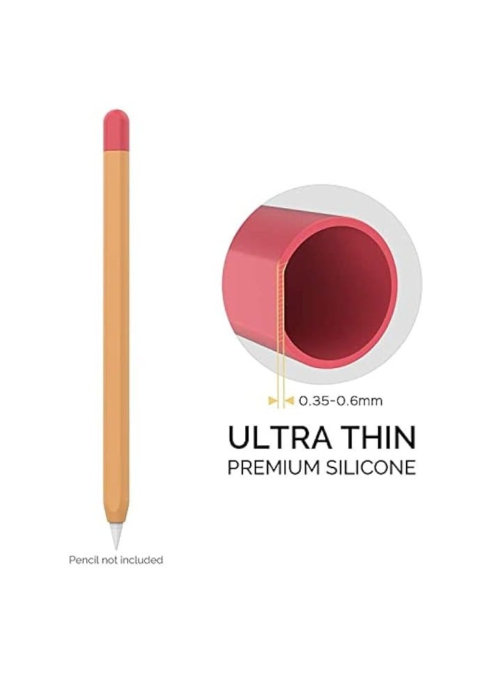 PROMASS Silicone Case Cover Compatible with Apple Pencil 2nd Generation, Classic Pencil Red and Orange Ultra Thin Contrast Case for Pencil 2nd Gen  - Image 2