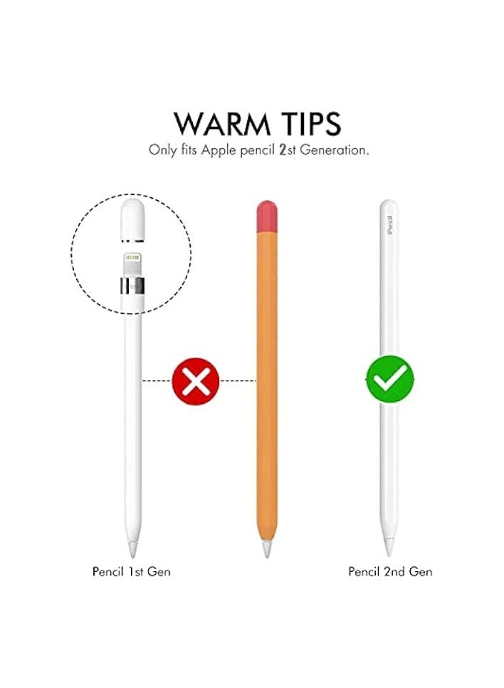 PROMASS Silicone Case Cover Compatible with Apple Pencil 2nd Generation, Classic Pencil Red and Orange Ultra Thin Contrast Case for Pencil 2nd Gen  - Image 5