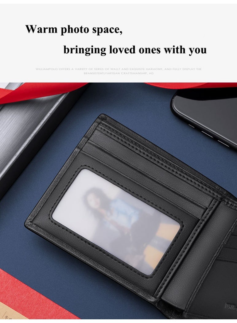 ويليامبولو رئيس طبقة جلد البقر محفظة قصيرة للرجال مع شعور الراقية، أسلوب الأعمال، محفظة الأزياء من الجلد الأصلي - Image 5