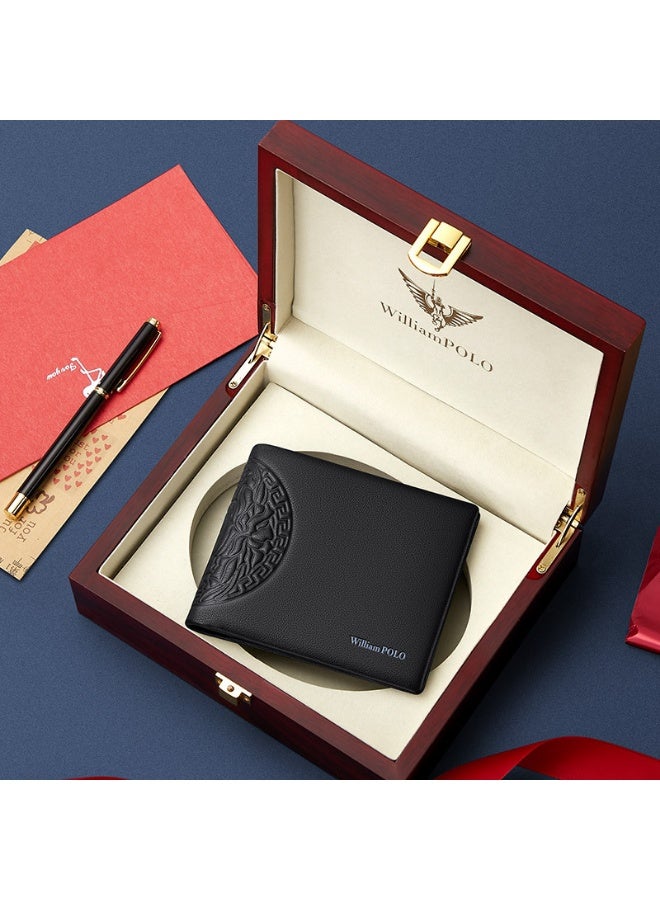 ويليامبولو رئيس طبقة جلد البقر محفظة قصيرة للرجال مع شعور الراقية، أسلوب الأعمال، محفظة الأزياء من الجلد الأصلي - Image 2