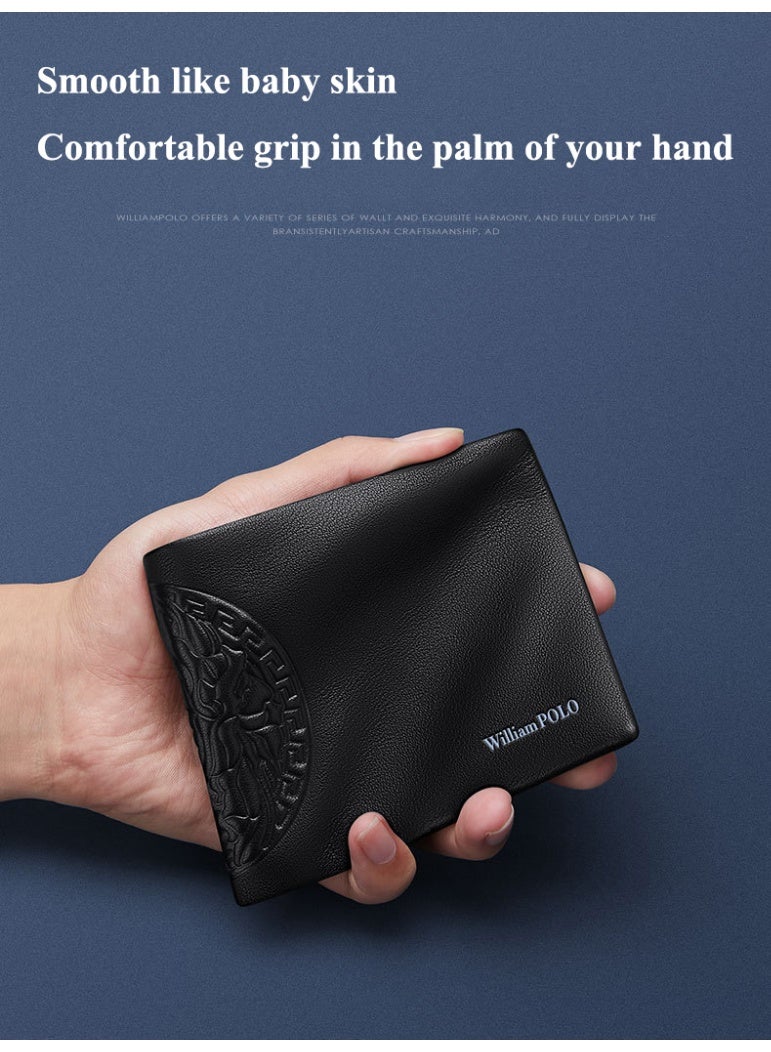 ويليامبولو رئيس طبقة جلد البقر محفظة قصيرة للرجال مع شعور الراقية، أسلوب الأعمال، محفظة الأزياء من الجلد الأصلي - Image 4