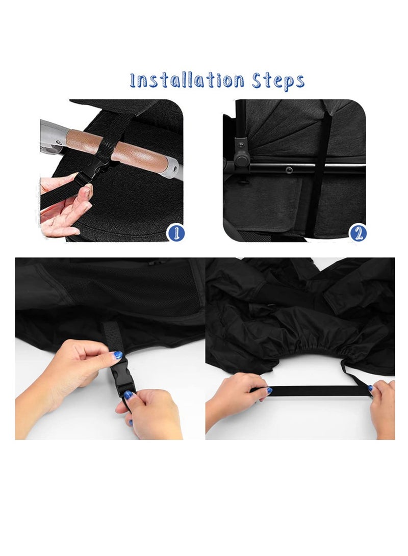 Barakah غطاء شمس لعربة الأطفال، مظلة شمسية لعربة الأطفال، غطاء مظلة شمسية عالمي مقاوم للماء، مضاد للأشعة فوق البنفسجية مع نافذة رؤية لعربة الأطفال - Image 3
