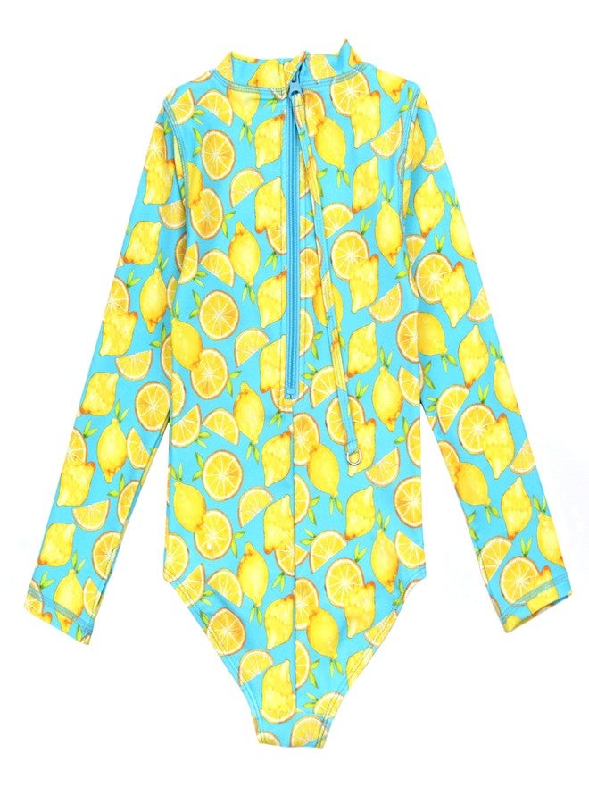 SwimZip® Girls' Long Sleeve UPF 50+ One-Piece Swimsuit - 2 Years to 14 Years Lemons - Image 3