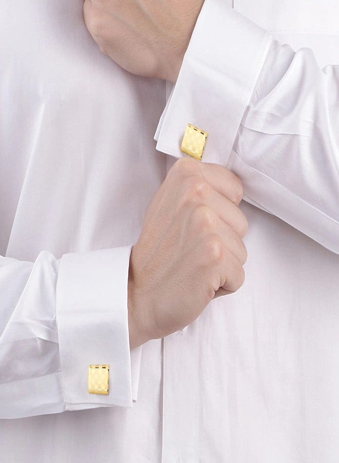 Peora Gold Plated Cufflinks Set Stylish Accessories for Men & Boys Wedding Business Gift (PX9CL102G) - Image 5