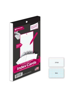 KAISA Index Cards 3X5 Perforated Flash Cards 210Pcs Ruled Notecards And 30Pcs Graph Cards Thick Index Card Notebook With Punching Hole Notepad Flashcards For Studying School Suplplies(White240Pcs)  - Image 1