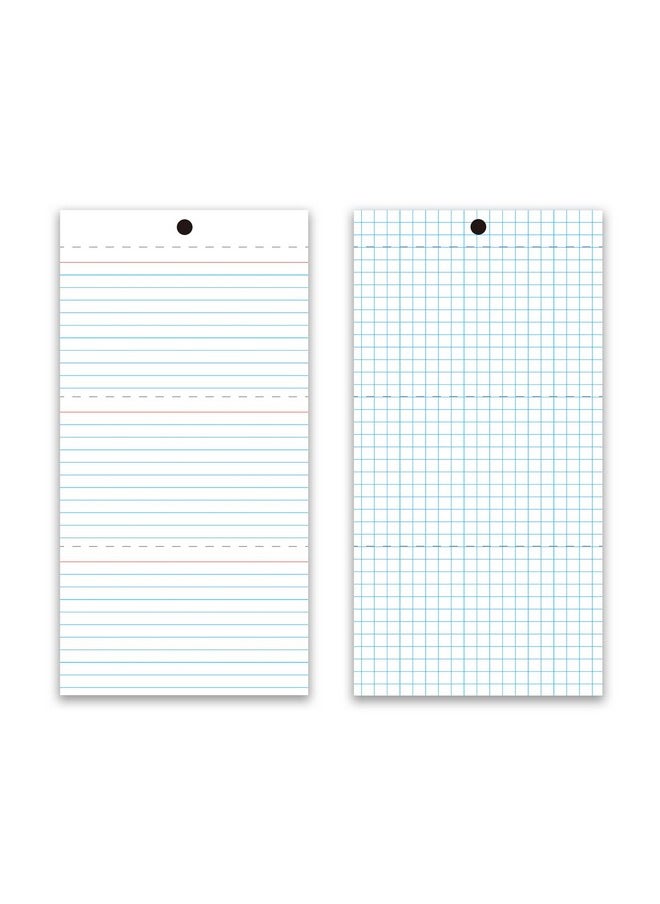 KAISA - Index Cards 3X5 Perforated Flash Cards 210Pcs Ruled Notecards And 30Pcs Graph Cards Thick Index Card Notebook With Punching Hole Notepad Flashcards For Studying School Suplplies(White240Pcs) - Image 1