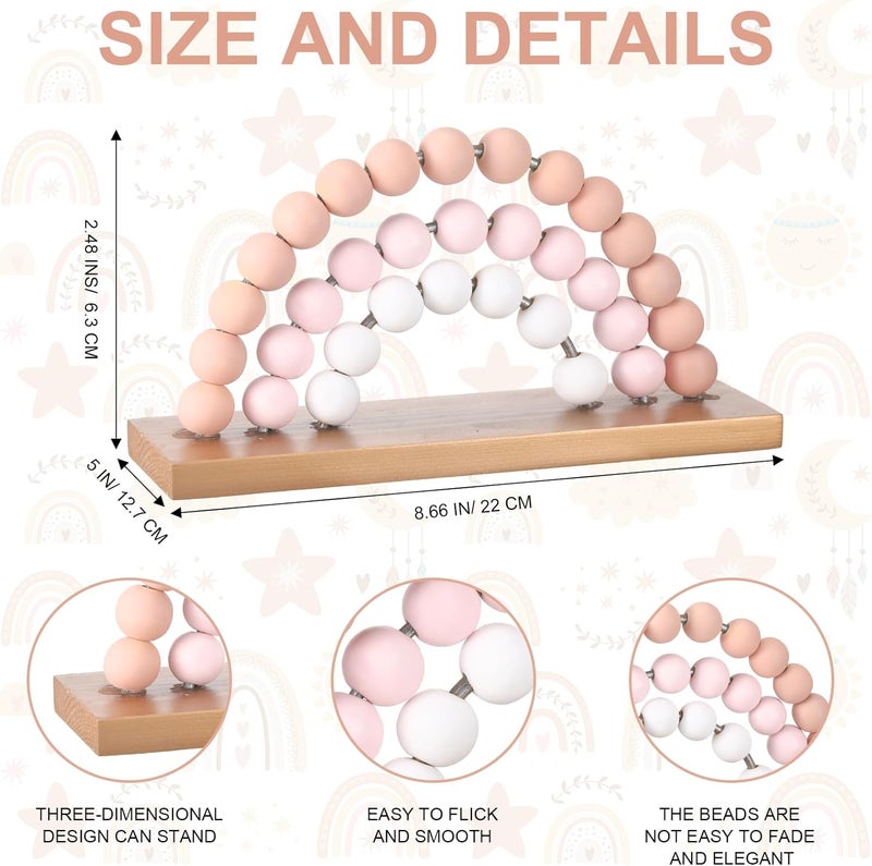 Arrowbash Cute Pink Rainbow Girls Room Decoration 866 x 5 Inch Boho Standability Pastel Kids Nursery Playroom Kids Bedroom Decor Bookshelf Wooden Rainbow Decor Pink - Image 2