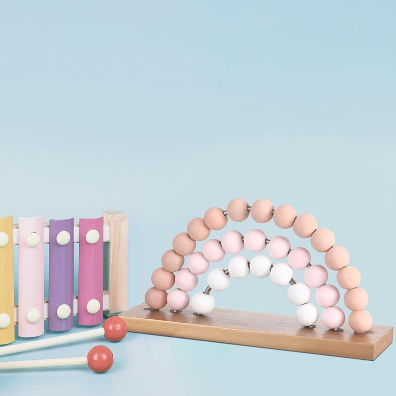 Arrowbash Cute Pink Rainbow Girls Room Decoration 866 x 5 Inch Boho Standability Pastel Kids Nursery Playroom Kids Bedroom Decor Bookshelf Wooden Rainbow Decor Pink - Image 4