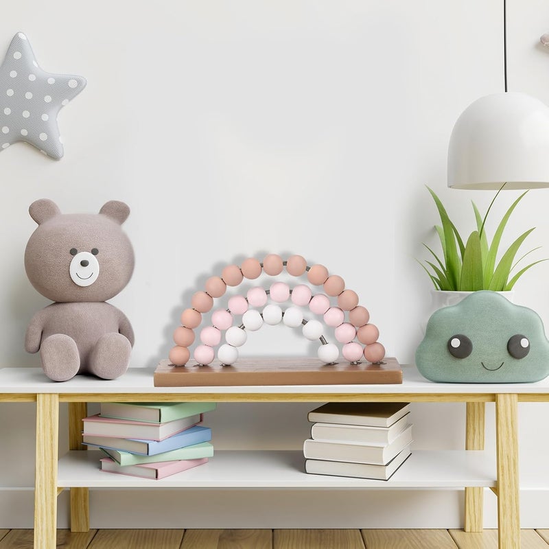 Arrowbash Cute Pink Rainbow Girls Room Decoration 866 x 5 Inch Boho Standability Pastel Kids Nursery Playroom Kids Bedroom Decor Bookshelf Wooden Rainbow Decor Pink - Image 5