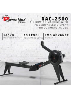 PowerMax Fitness Fitness® Rac-2500 Foldable Rowing Machine For Full Body Workout At Home Gym [10 Levels Air Resistance, Lcd Display, Max User Weight 160Kgs] Rower For Cardio & Strength Training Equipment  - Image 2