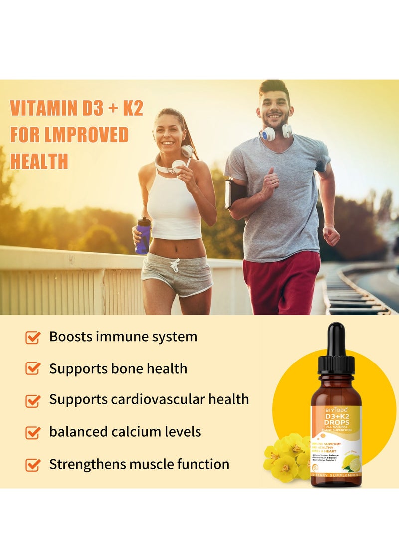 BIYODE Vitamin D3 With K2 Liquid Drops All Natural Non Gmo 1000Iu D3 And 200Mcg K2 (Mk7) Per Serving Support Your Bones Immune System And Energy Levels 60ml - Image 4
