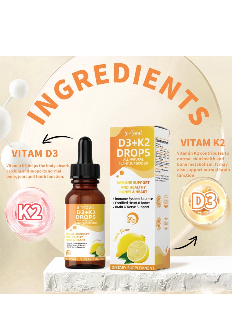 BIYODE Vitamin D3 With K2 Liquid Drops All Natural Non Gmo 1000Iu D3 And 200Mcg K2 (Mk7) Per Serving Support Your Bones Immune System And Energy Levels 60ml - Image 5