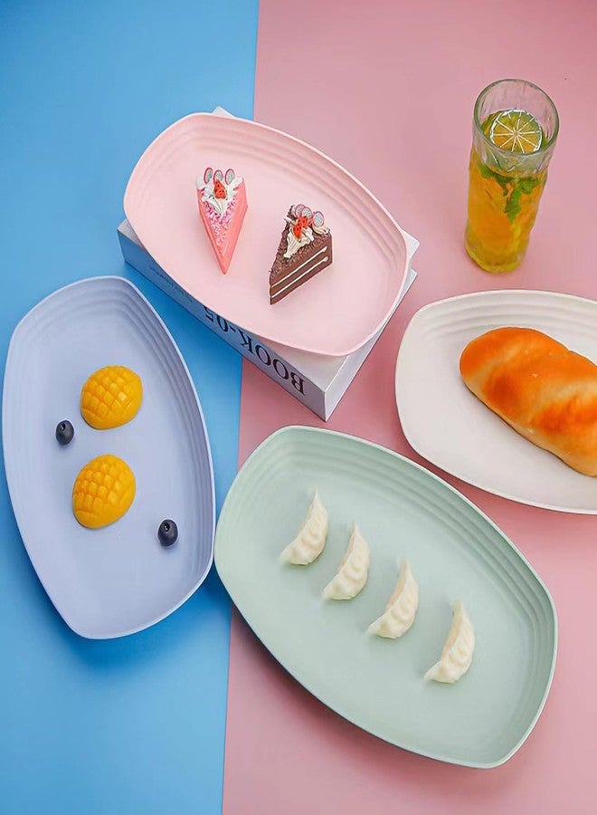 Oicia Wheat Straw Sushi Plate Set, 29cm Rectangular Serving Trays for Sushi, Snacks & Appetizers, Unbreakable BPA Free, Microwave & Dishwasher Safe, Stackable Party Platters, Multicolor Pack of 4 - Image 3
