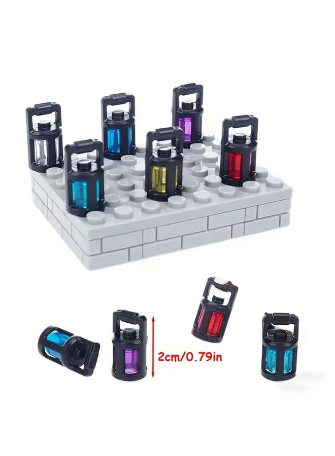 6pcs Light Blue Magic Building Blocks Set With Wizard Lanterns And Spell Accessories - Image 2