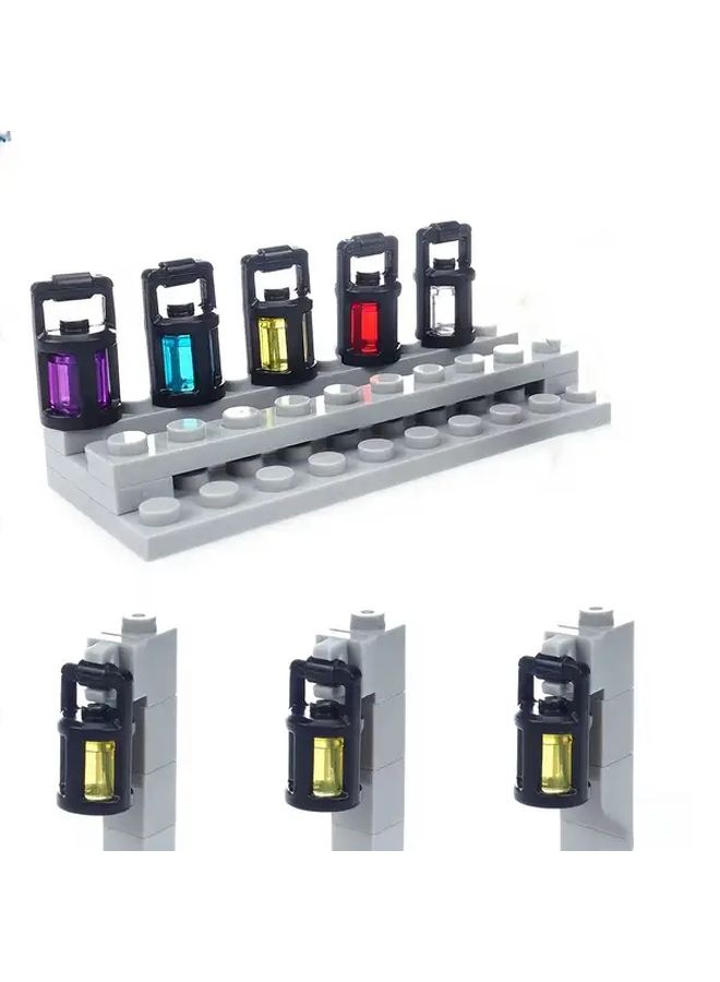 6pcs Light Blue Magic Building Blocks Set With Wizard Lanterns And Spell Accessories - Image 4
