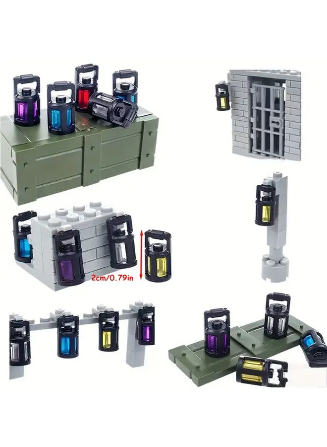 6pcs Light Blue Magic Building Blocks Set With Wizard Lanterns And Spell Accessories - Image 1