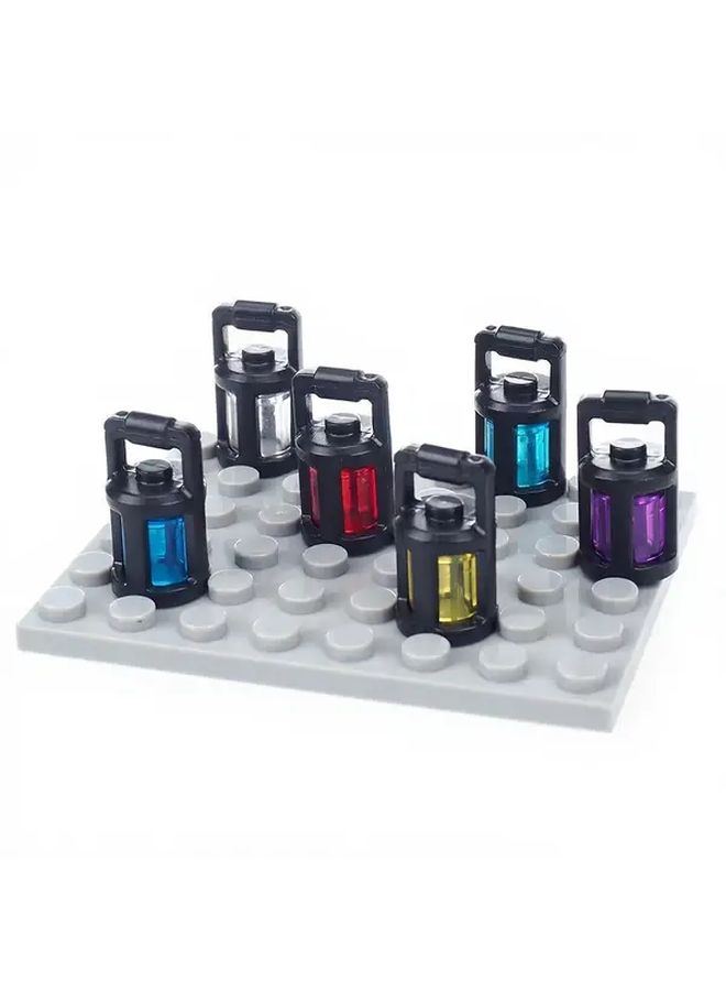 6pcs Light Blue Magic Building Blocks Set With Wizard Lanterns And Spell Accessories - Image 3