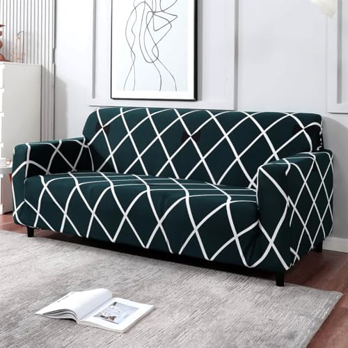 B BESTILO Sofa Cover 3 Seater Fully Covered Universal 3 Seater Sofa Cover Non-Slip Sticky Elastic Stretchable Sofa Set Imported Slipcover Protector (Triple Seater) SlipCover, Blue Diamond (190-230 cm) - Image 1