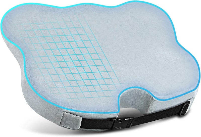 Wedge Seat Cushion - Memory Foam Automotive Seat Cover for Back, Coccyx, and Tailbone Pain Relief (Gray Velvet Cover) - Image 1