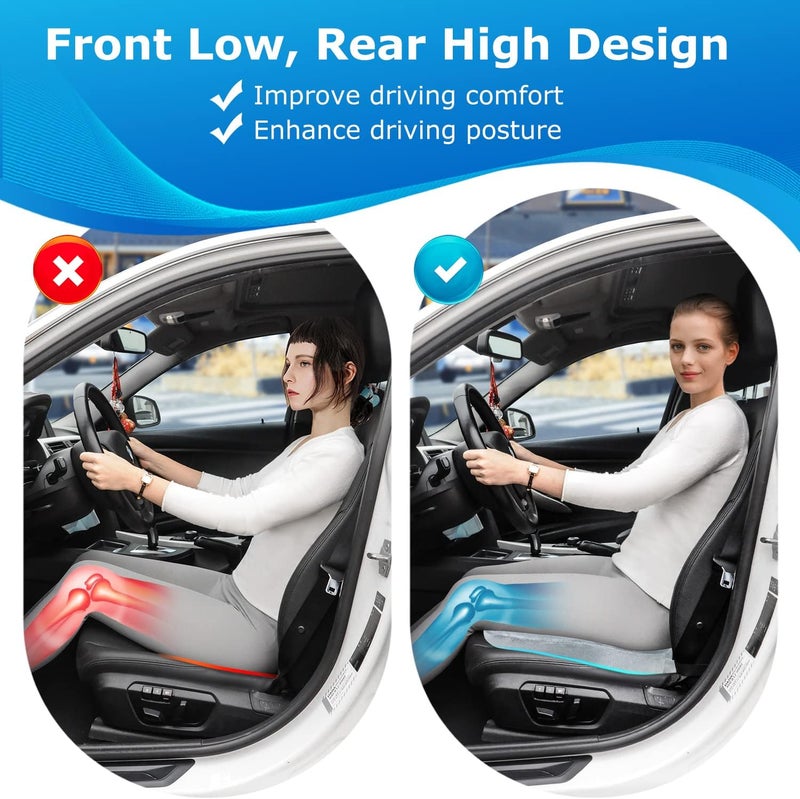 Wedge Seat Cushion - Memory Foam Automotive Seat Cover for Back, Coccyx, and Tailbone Pain Relief (Gray Velvet Cover) - Image 2