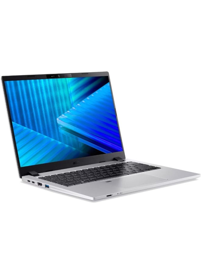 Acer TravelMate P214 Business Laptop, Intel Core Ultra 7 255U vPro.14” WUXGA 16GB DDR5 RAM, 512GB NVMe SSD, Wi-Fi 6, Webcam, Microphone, Windows 11Pro, Englis backlight Keyboard Office & Corporate Use, 3 Yr Warranty Silver - Image 1