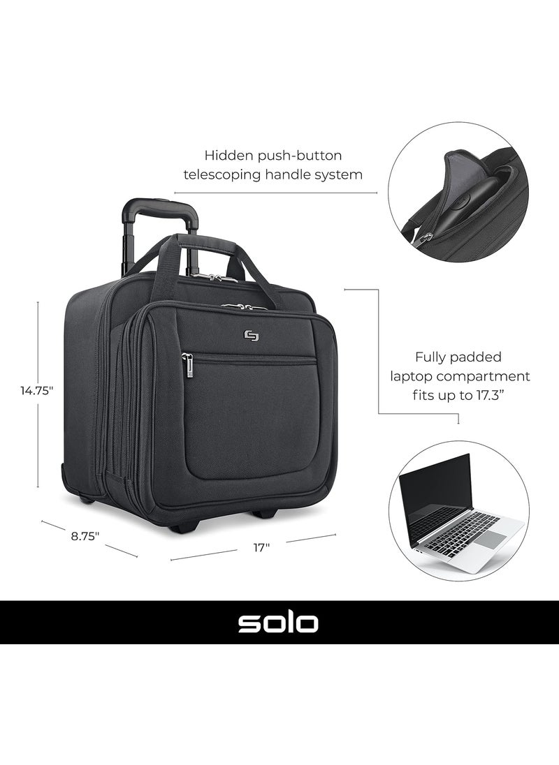 Solo Solo New York Bryant Rolling Laptop Bag with WheelsFits Up to 173Inch LaptopTravel Friendly Wheeled Briefcase for Women and Men with Telescoping Handle Black 14 x 168 x 5 PT1364  - Image 5