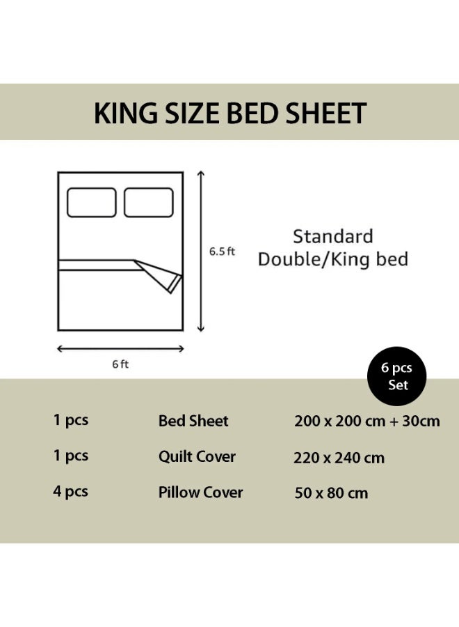 دريمزون طقم مفرش سرير مبطن مقاس "كينغ" (King Size) مكون من 6 قطع باللون الرمادي، يشمل أغطية الوسائد. - Image 4