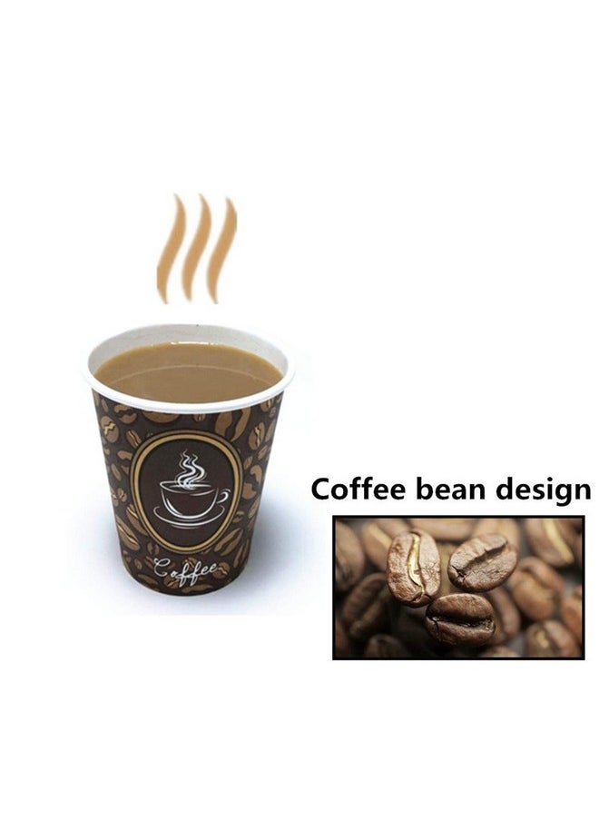 PAINISTIC 100 Pack Quality Disposable Paper Hot Coffee Cups with Lids, Perfect For Hot Drinks Tea & Coffee , Coffee Shops And Bars (8 oz, Coffee Bean Design)  - Image 4
